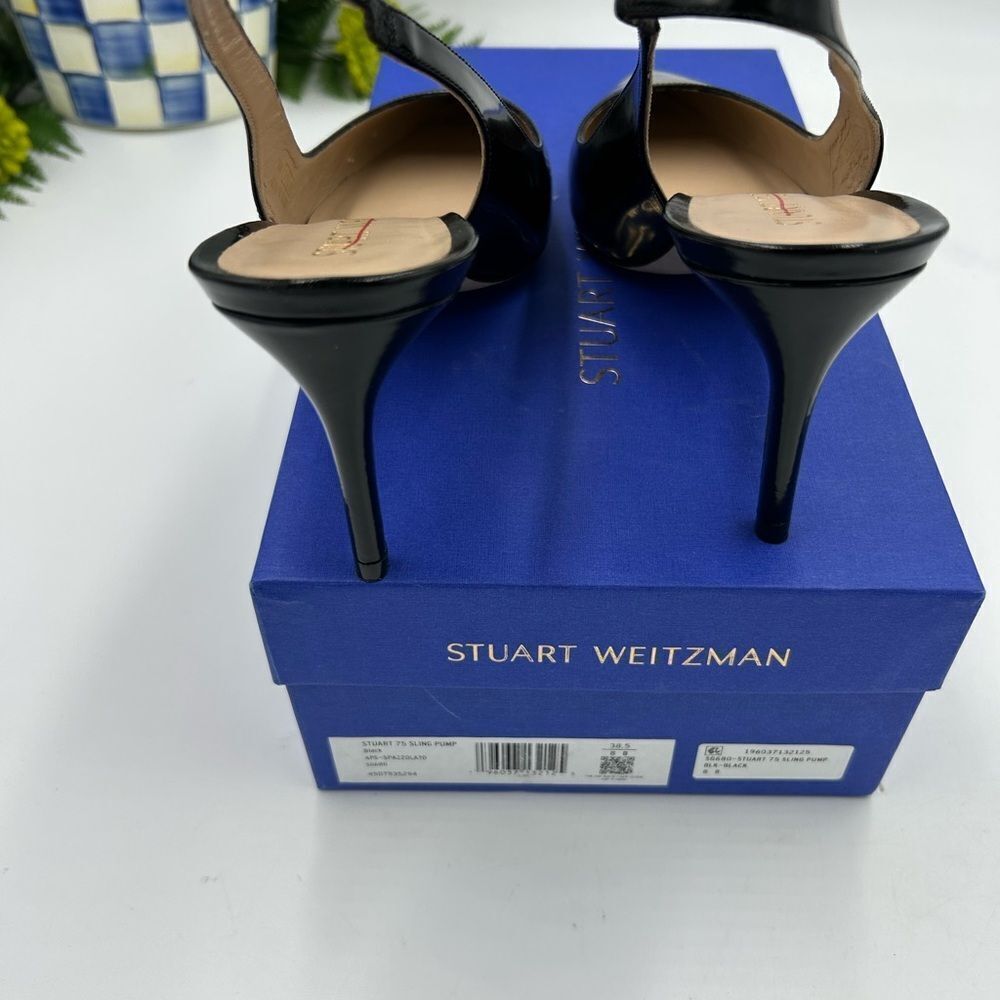 Women’s Stuart Weitzman sling back leather 75 mm heels size 8 made in Spain - Picture 5 of 12